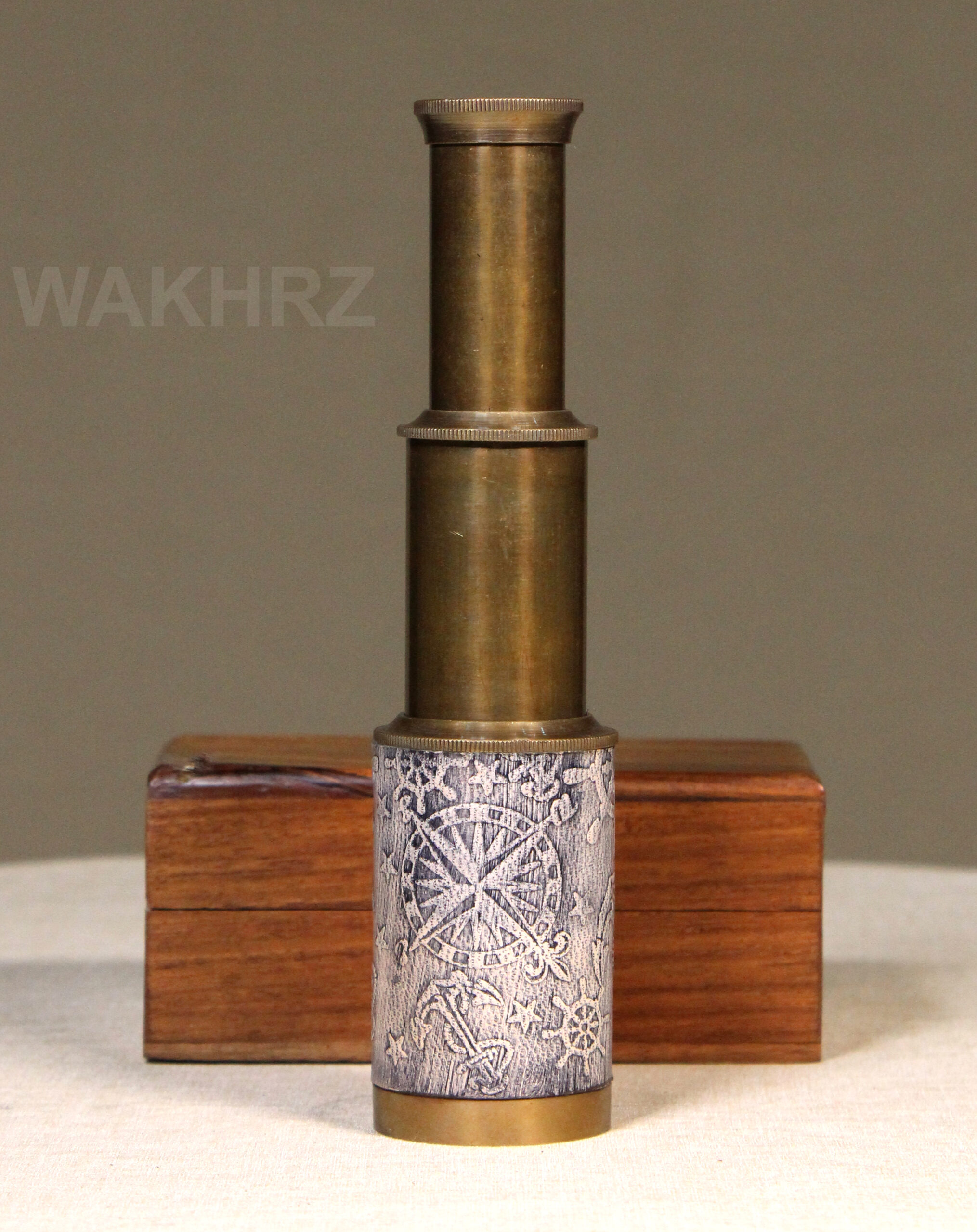 WAKHRZ ( Mini ) DOLLOND LONDON 1920 OFF WHITE TELESCOPE WITH WOODEN BOX.